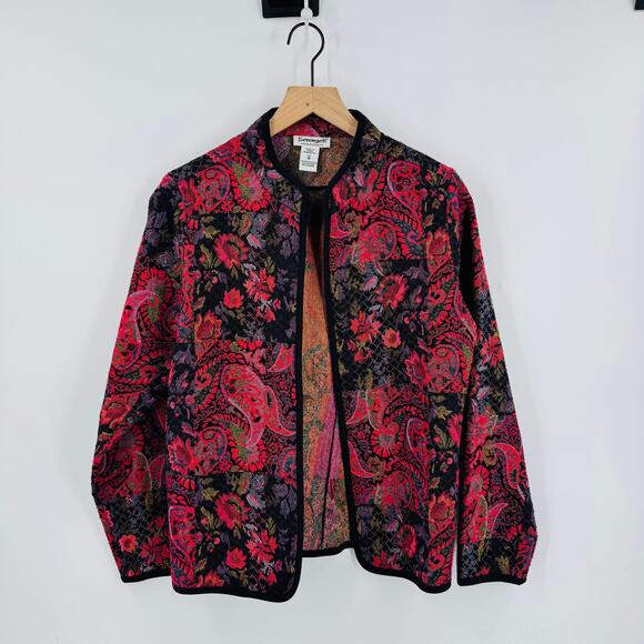 Vintage Serengeti Tapestry Jacket Boho Floral Paisley Open Front Size L Festival - Picture 6 of 6